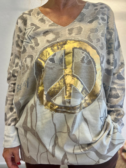 Camisola malha oversized peace and love