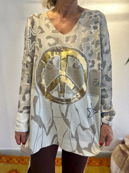 Camisola malha oversized peace and love