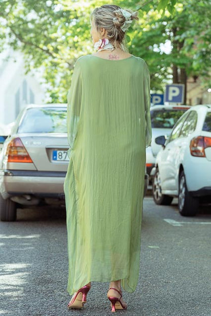 Vestido verde kaftan