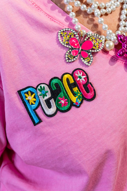 T-shirt Peace Rosa *PEÇAS UNICAS*